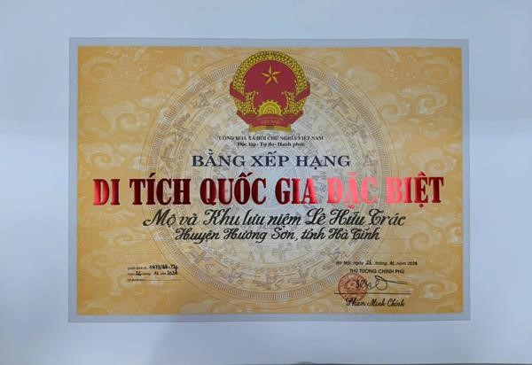 DI TÍCH QUỐC GIA ĐẶC BIỆT - MỘ VÀ KHU LƯU NIỆM LÊ HỮU TRÁC